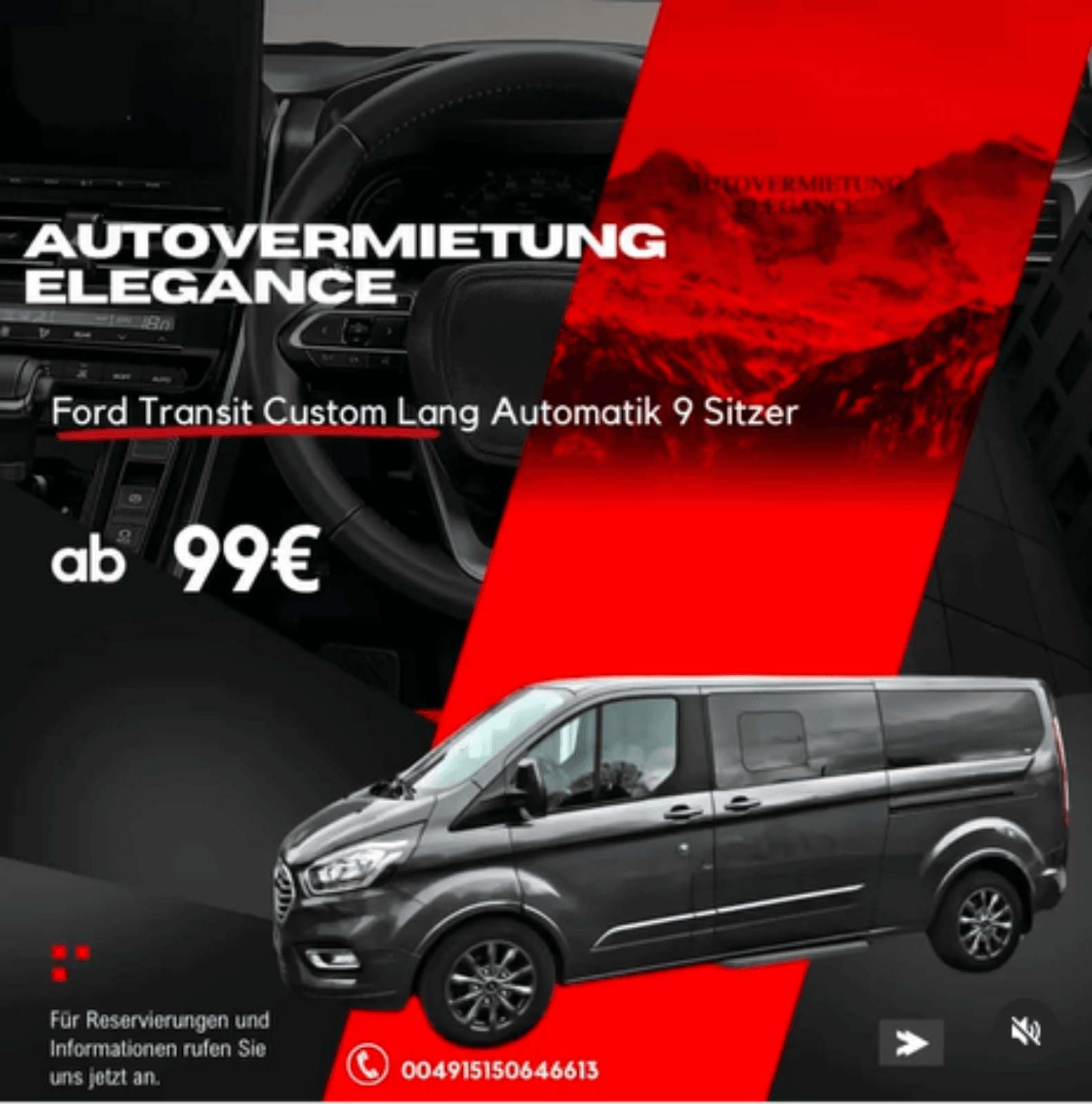 Autovermietung / Mietwagen / Bus Ford Transit Custom Lang 9 Sitzer Aut. Bild 2