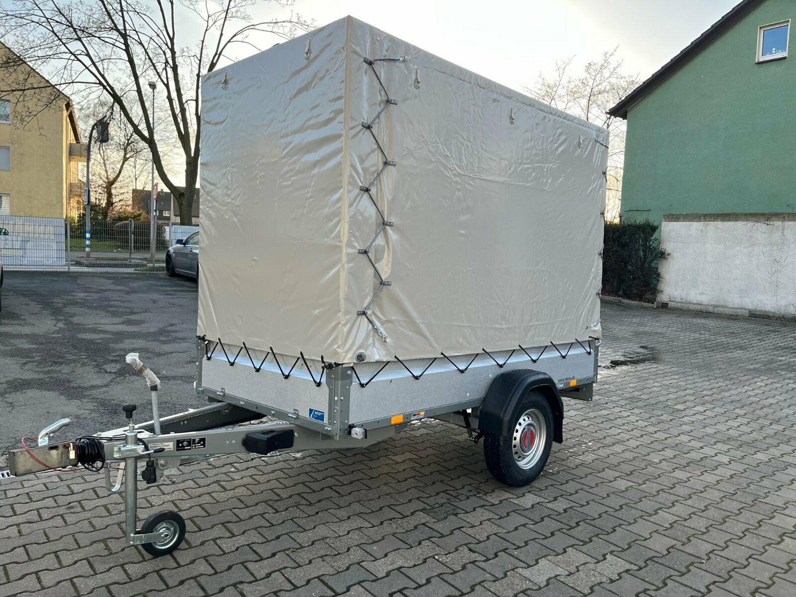 Anhänger mit Plane 1,3 T Vermietung, Hänger leihen, 128x180x251 nur 25€/24Std