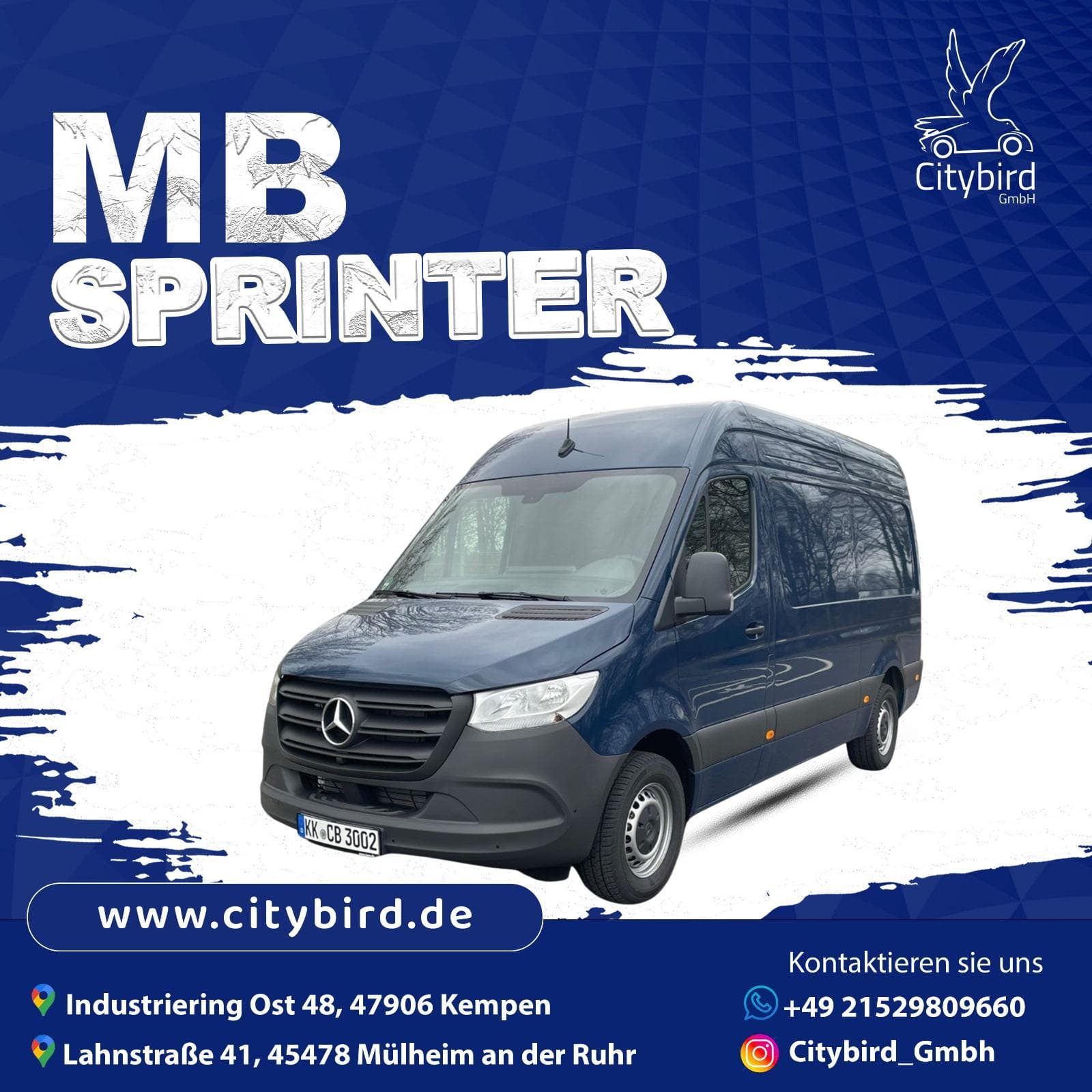 Mercedes Sprinter Kastenwagen Autovermietung mieten in Kempen ab 99€/Tag
