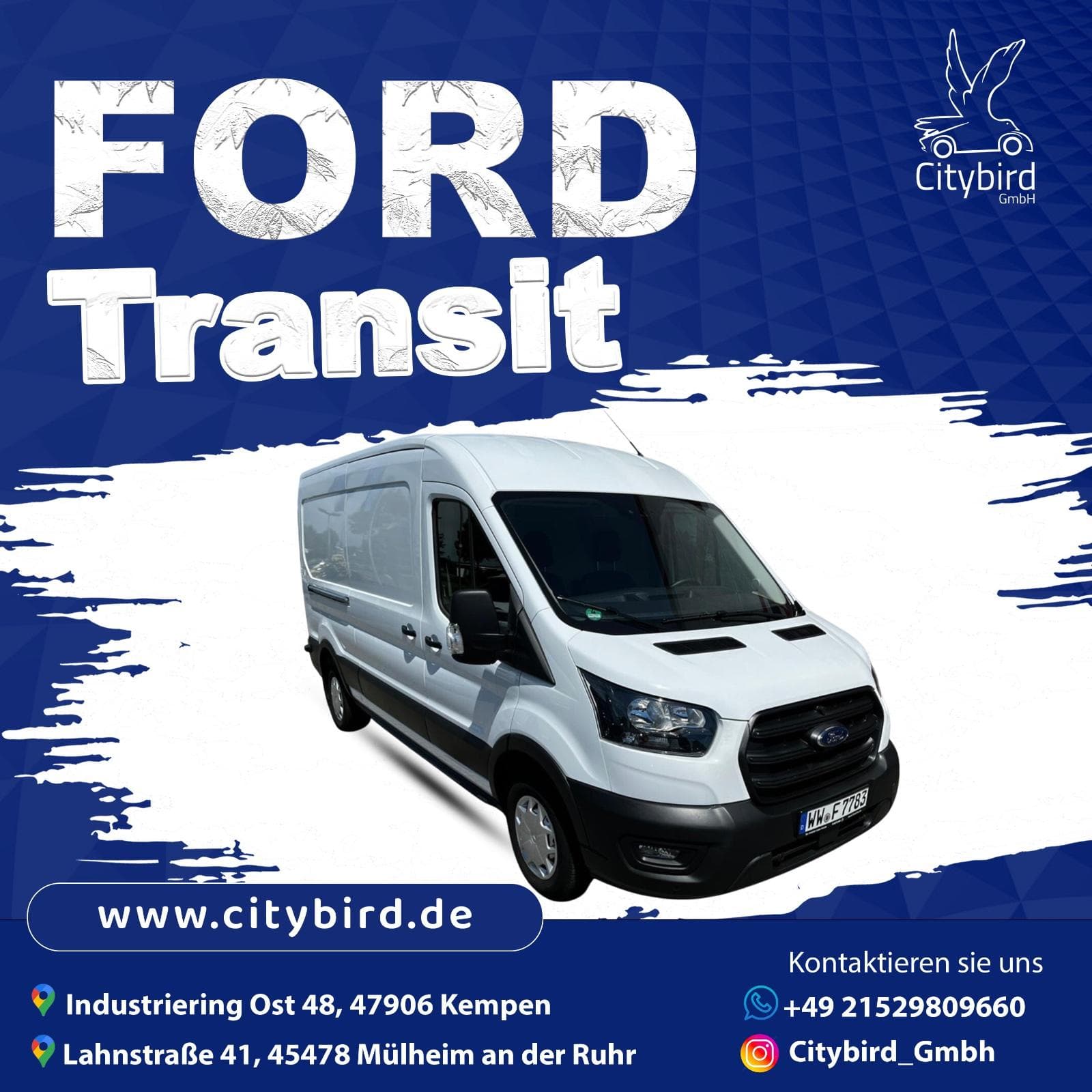 Ford Transit Kastenwagen Autovermietung mieten in Mülheim an der Ruhr ab 99€/Tag