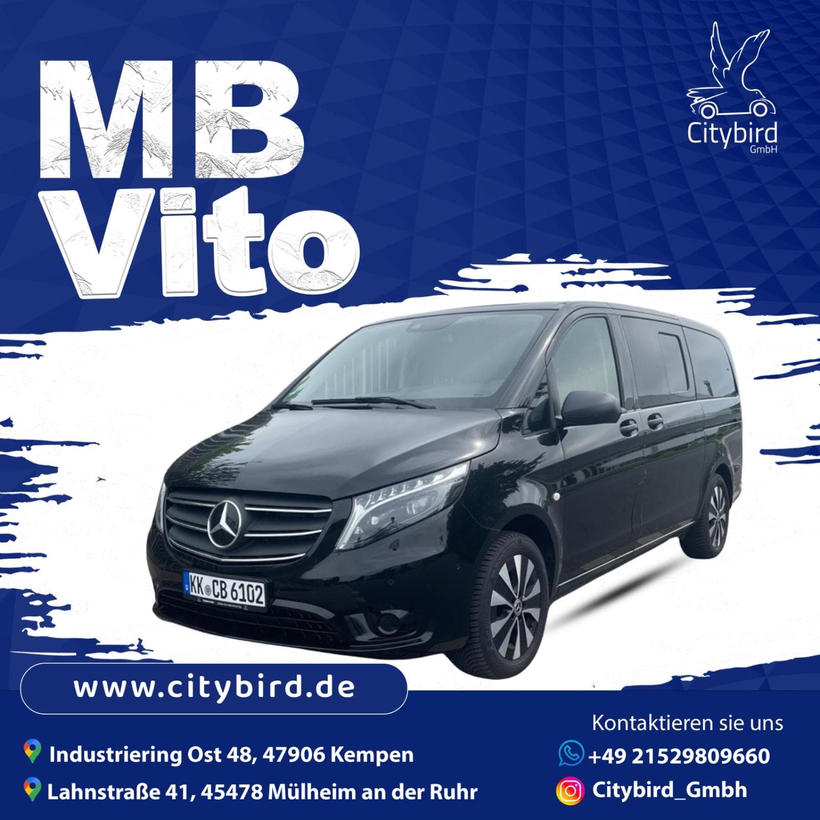Mercedes-Benz Vito Tourer PRO EDITION 119 CDI lang mieten in Mülheim an der Ruhr ab 149€/Tag