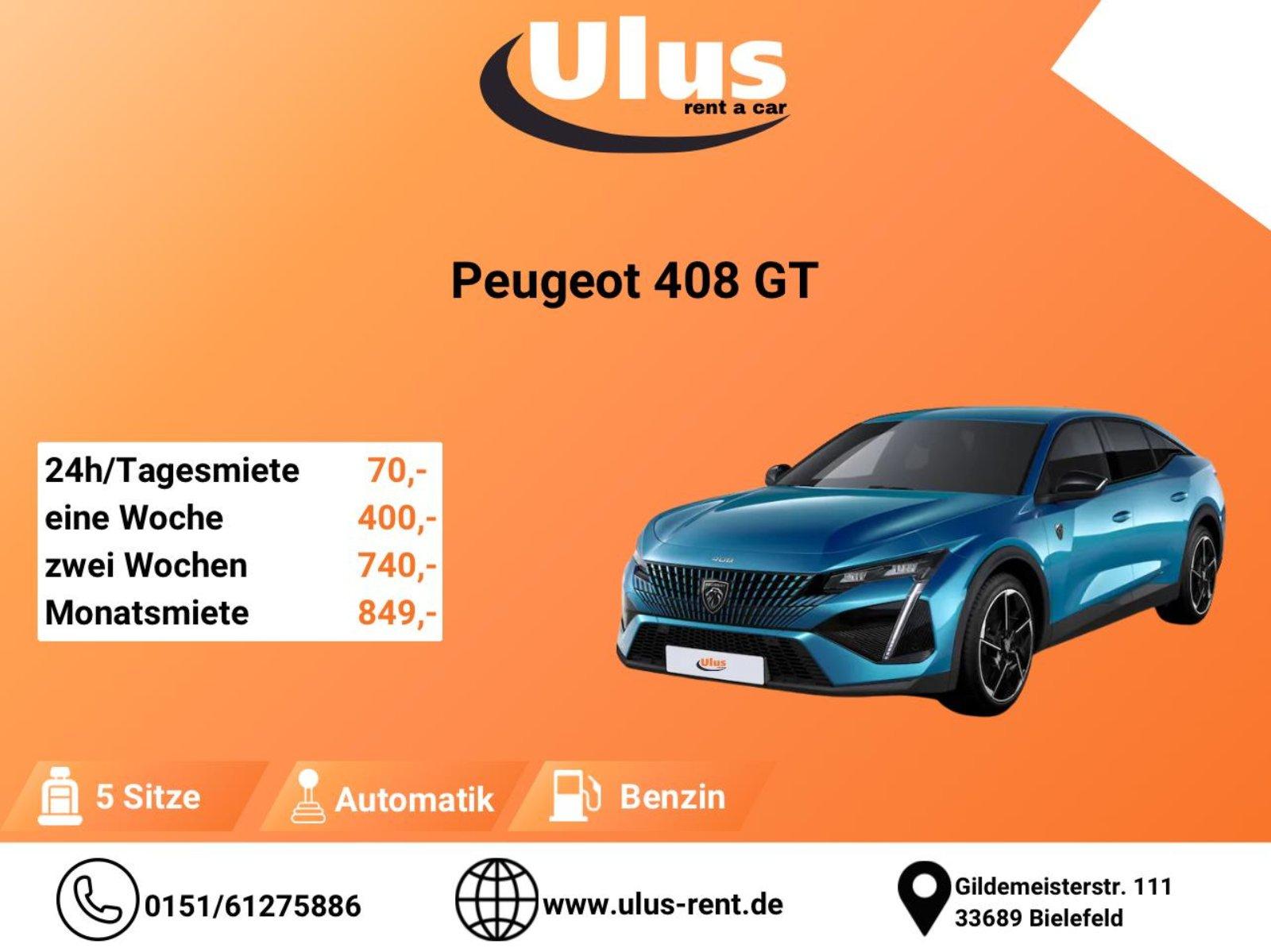 Peugeot 408 GT Automatik mieten, Mietwagen, Autovermietung, Auto mieten, Langzeitmiete, Monatsmiete