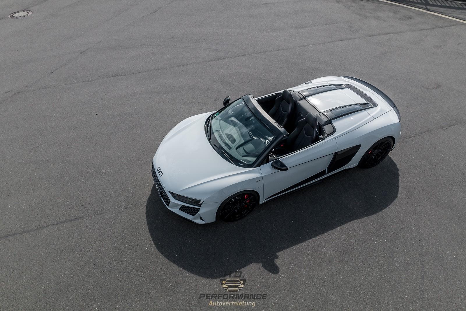 AUDI R8 SPYDER CABRIO V10 PERFORMANCE MIETEN SPORTWAGEN HURACAN