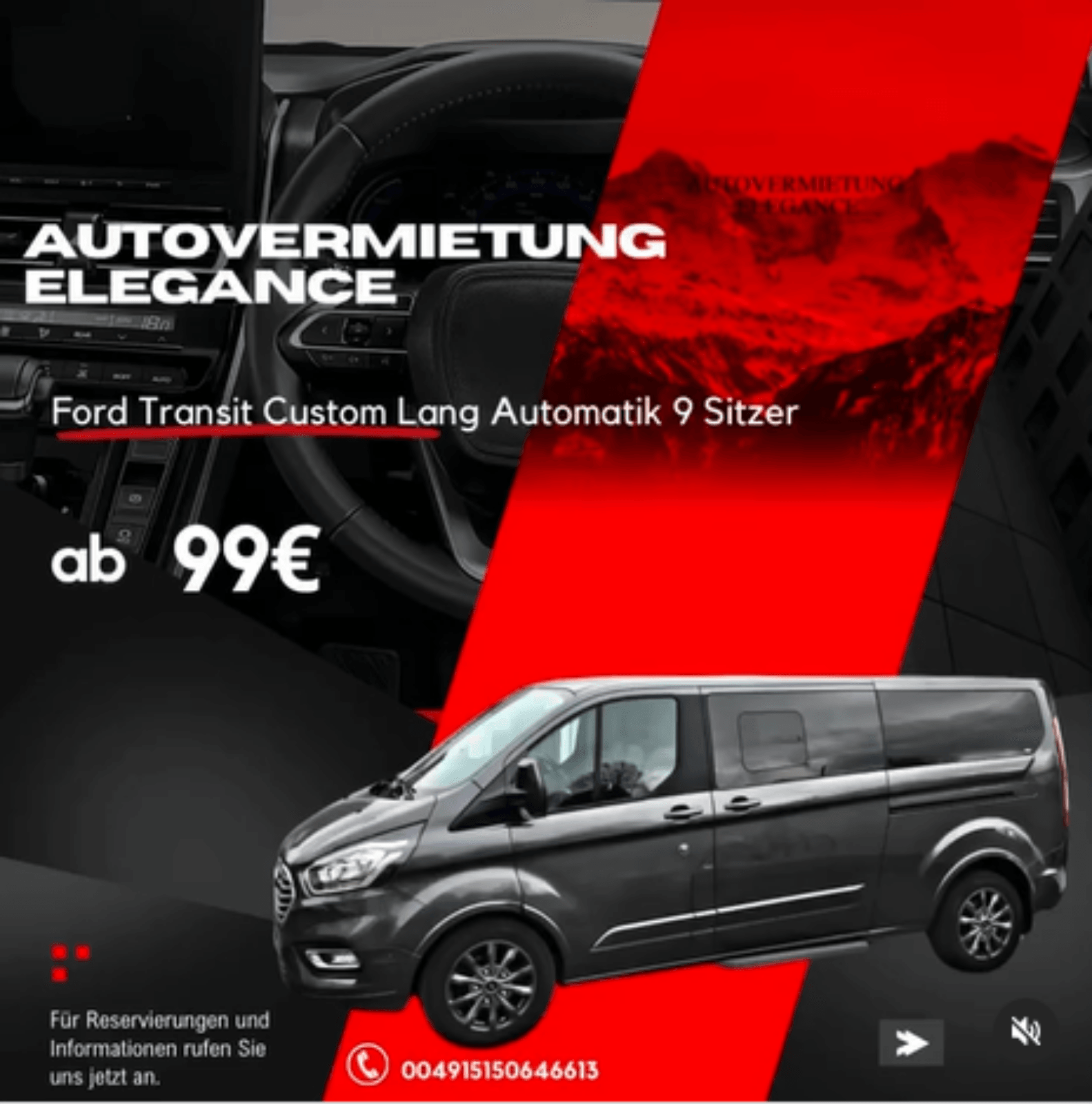 Autovermietung / Mietwagen / Bus Ford Transit Custom Lang 9 Sitzer Aut.