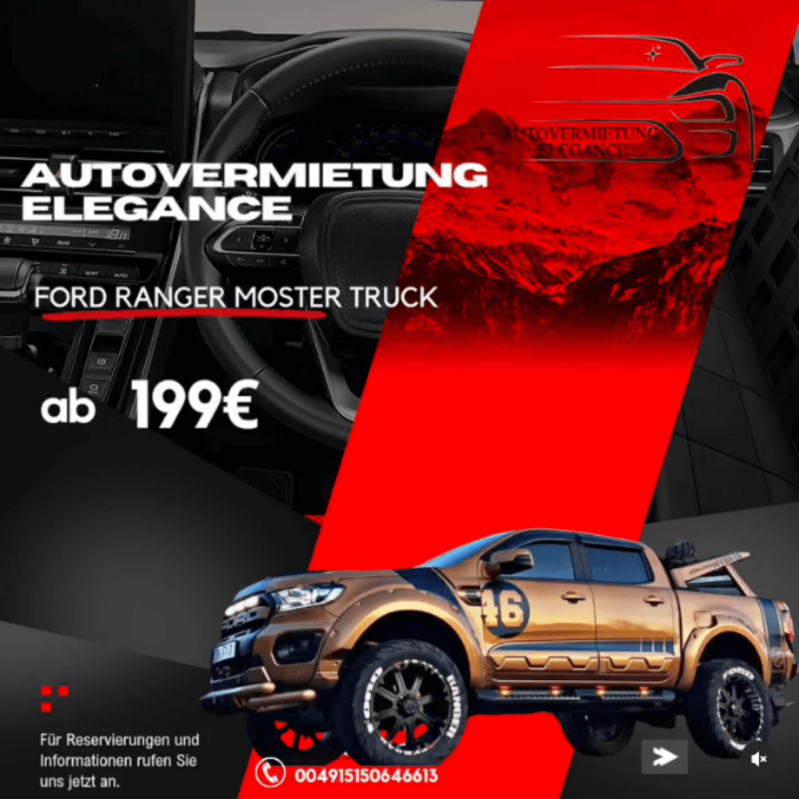 Autovermietung / Mietwagen / Pickup Ford Ranger Monstertruck